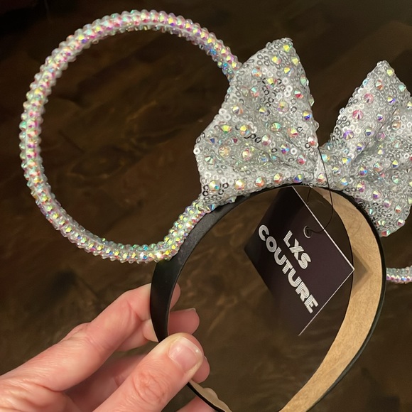 Mickey ears with irides rhinestones and bow NWT - Picture 2 of 2